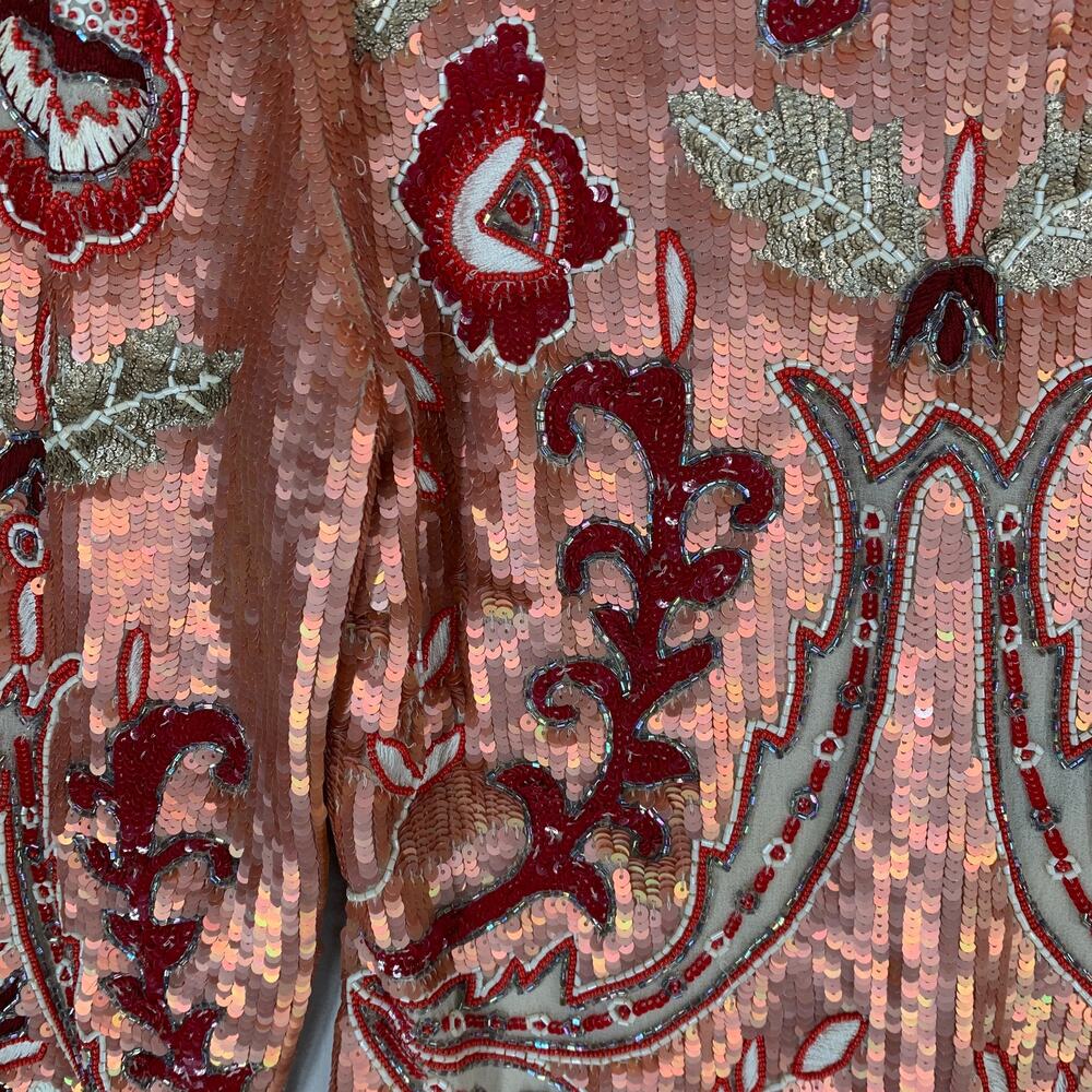 Needle & Thread Tapestry Motif Mini Dress US 6 Rose Gold Sequin Cocktail - Picture 4 of 16